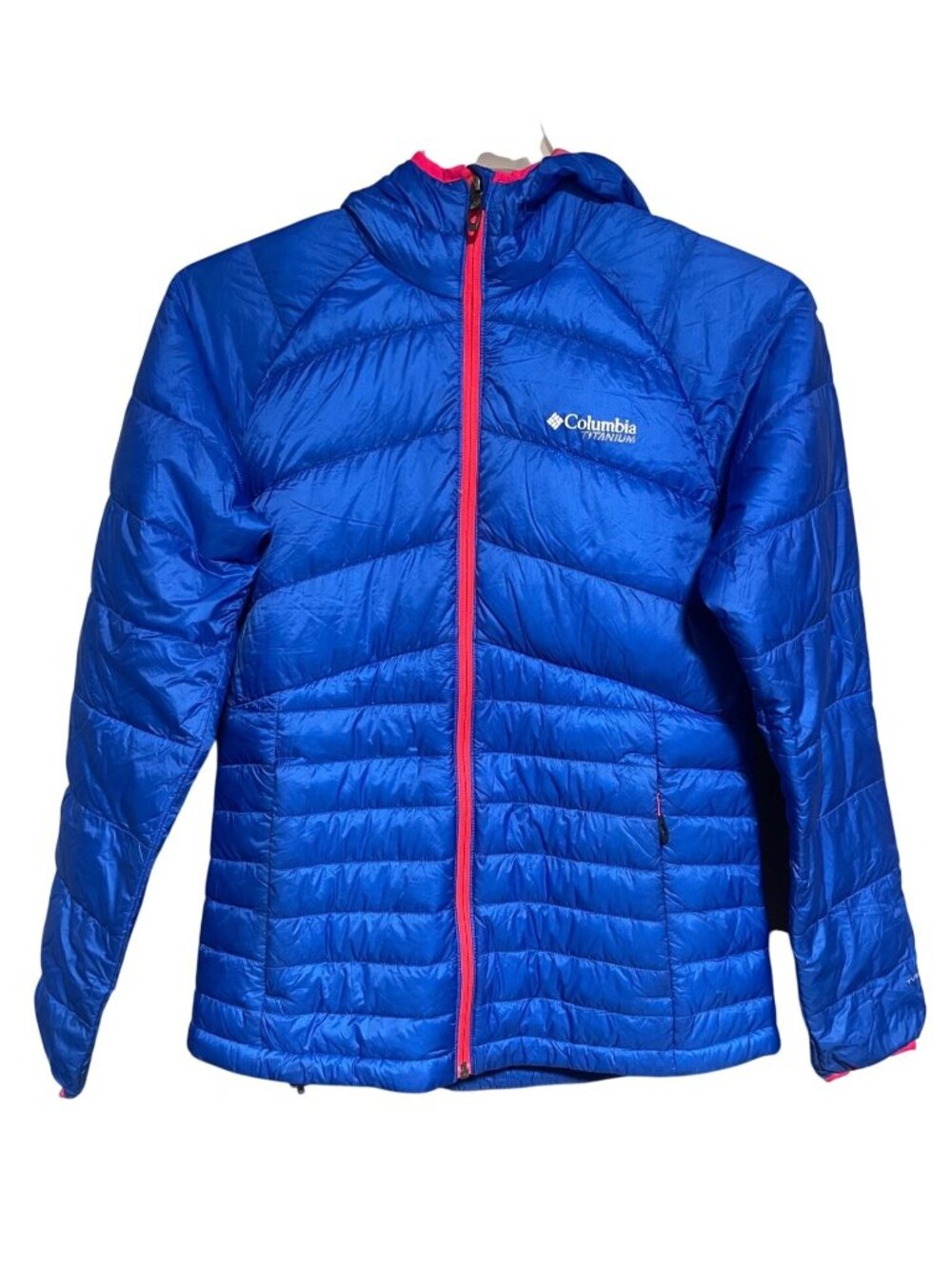 Columbia Platinum 860 Turbodown Hooded Jacket Women S Blue Outdoor Ski Midlayer